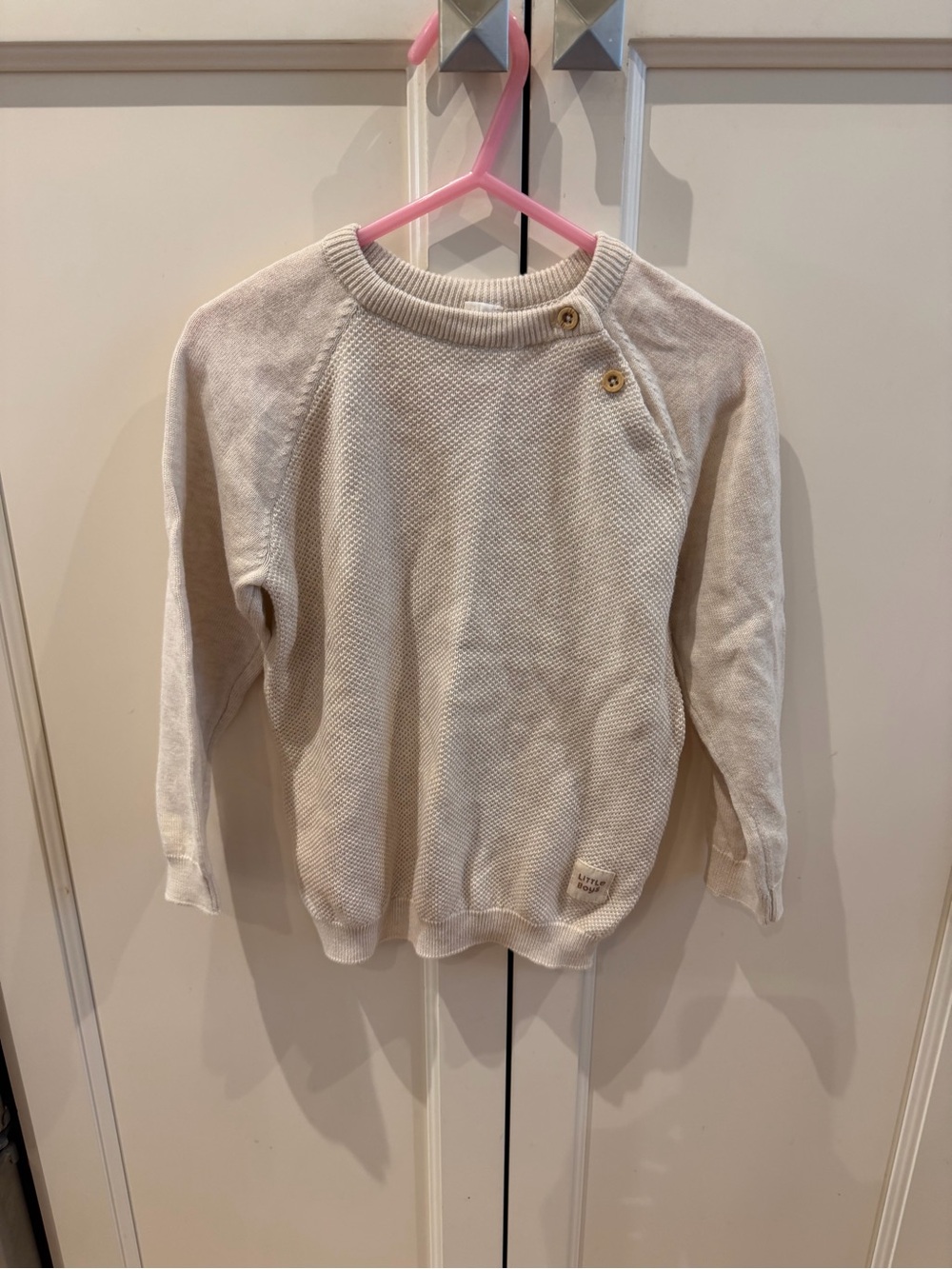 LCW baby 3-4t Cream cotton Textured Crewneck Sweater